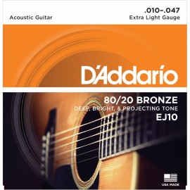 Daddario EJ10 Akustik Gitar Teli Takım Set