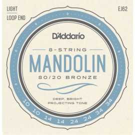 D'Addario EJ62 80/20 Bronze Mandolin Strings, Light Takım Tel - Mandolin Teli 10-34