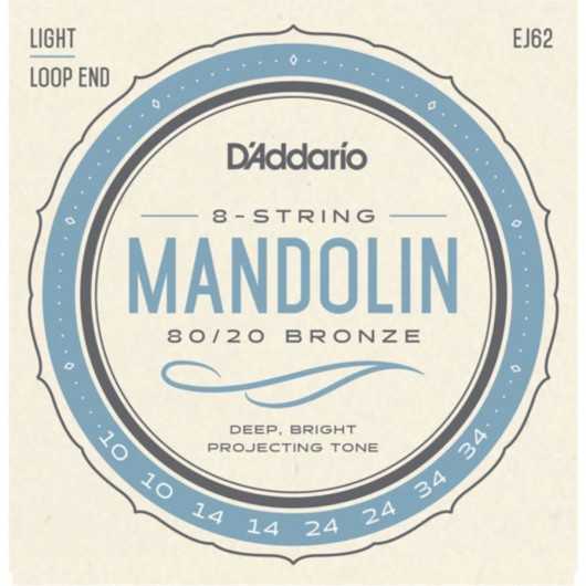 D'Addario EJ62 80/20 Bronze Mandolin Strings, Light Takım Tel - Mandolin Teli 10-34