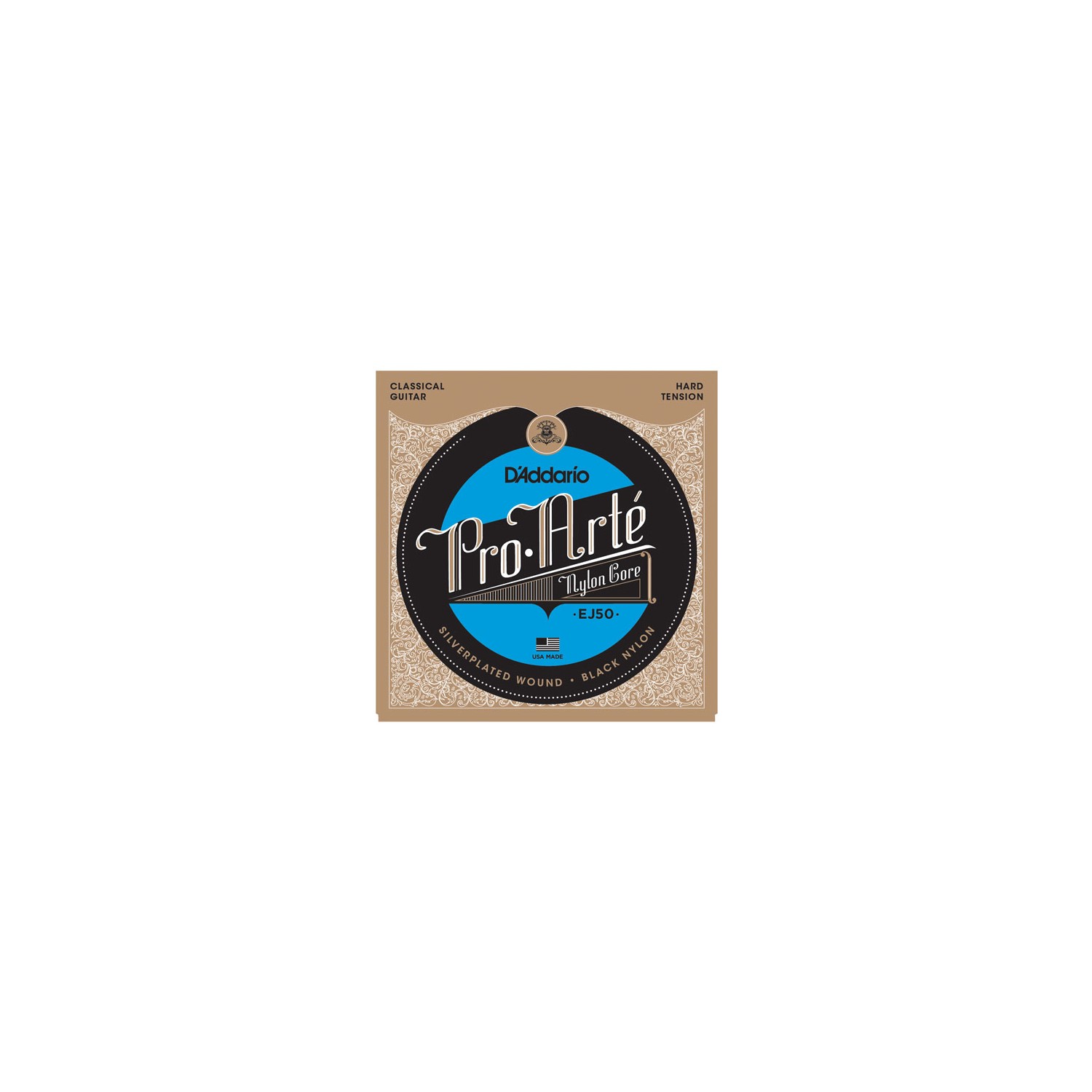 D'Addario EJ50 Pro-Arté Black Nylon, Hard Tension Takım Tel - Klasik Gitar Teli