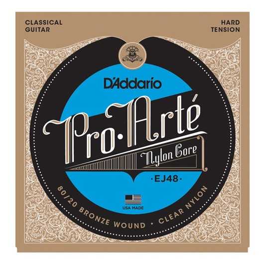 D'Addario EJ48 80/20 Bronze Pro-Arté Nylon, Hard Tension Takım Tel - Klasik Gitar Teli