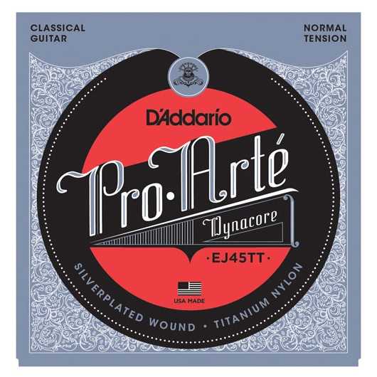 D'Addario EJ45TT Pro-Arté Dynacore, Titanium Trebles, Normal Tension Takım Tel - Klasik Gitar Teli