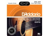 D'Addario EXP10 Coated 80/20 Bronze, Extra Light, 10-47 Takım Tel - Akustik gitar teli 010-047