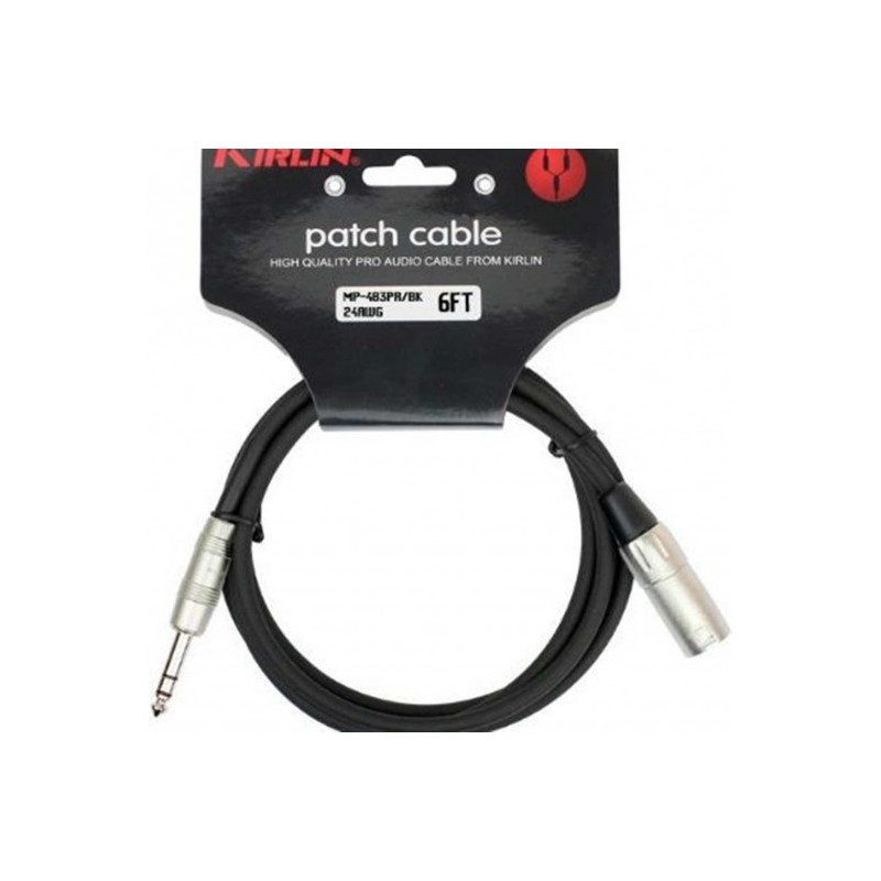 Kirlin MP-483PR-6M-BK 6 Metre XLR-TRS Stereo Kablo (SESKARTINDAN HOPARLÖRE BALANS KABLO)