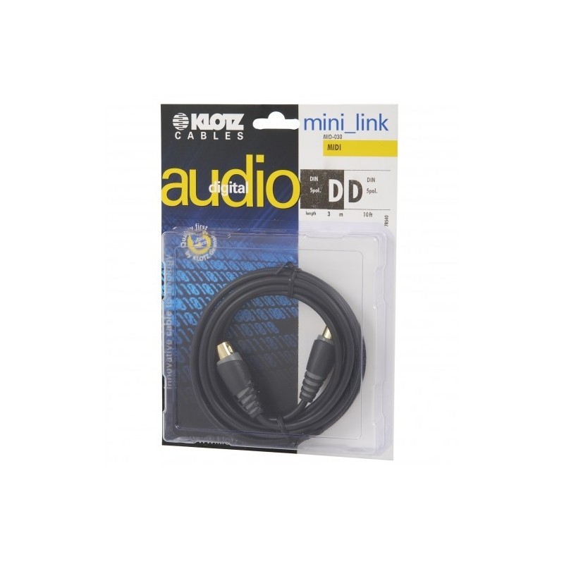 Klotz MID-090 MİDİ Kablo (5 pin Midi'den midi'ye) Gold uçlar