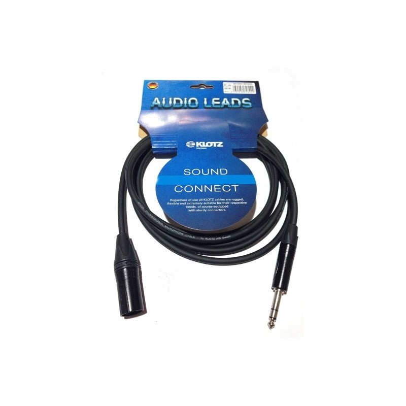 Klotz M1MS1B0300 Balans XLR'dan Çivi Stereo Jak 3 Metre Kablo